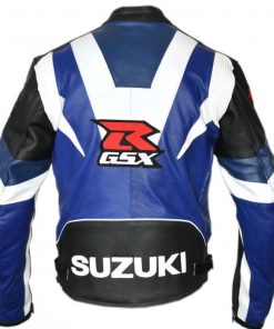 NEW SUZUKI GSXR MOTORCYCLE BLUE LEATHER RACING JACKET