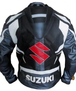 SUZUKI MOTORCYCLE BLACK LEATHER RACING JACKET
