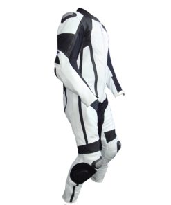 MEN’S MOTORCYCLE LEATHER RACING BLACK/WHITE SUIT