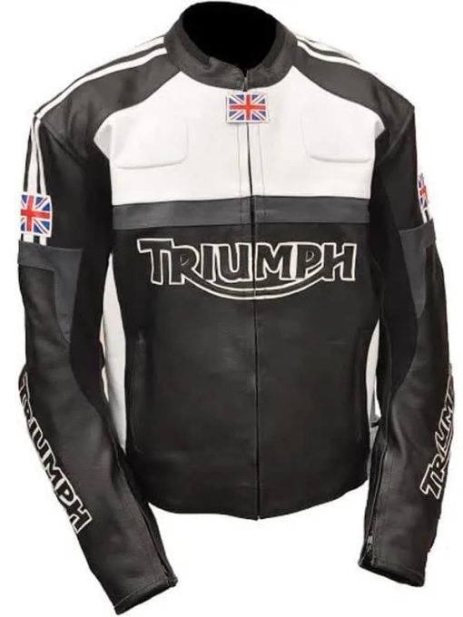MEN'S TRIUMPH MOTORCYCLE LEATHER RACING JACKET