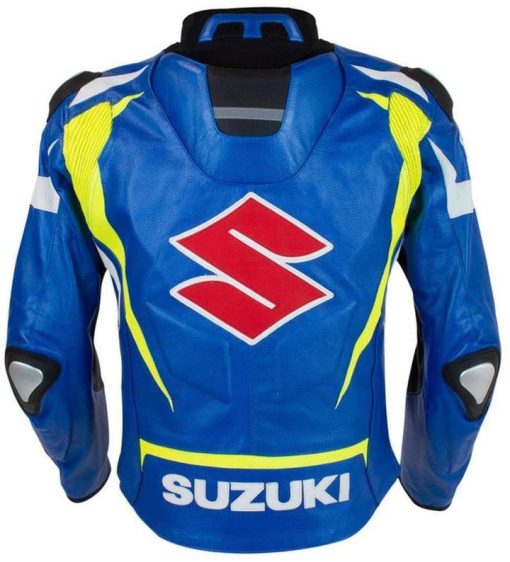 SUZUKI BLUE MOTORCYCLE LEATHER RACE JACKETS