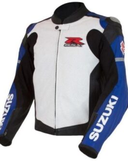 SUZUKI GSXR BLUE MOTORCYCLE LEATHER RACE JACKET