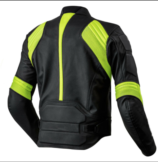 MEN MOTORCYCLE NEON AND BLACK LEATHER RACING JACKETS