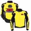SUZUKI YELLOW AND BLACK GSXR MOTORCYCLE LEATHER RACE JACKET