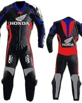 HONDA MOTORCYCLE RED LEATHER RACING SUIT