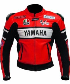 RED MOTORCYCLE LEATHER RACING JACKET