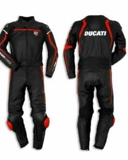 DUCATI BLACK LEATHER RACING SUIT CE APPROVED PROTECTION