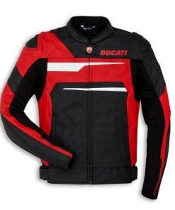 DUCATI RED AND BLACK MOTORCYCLE LEATHER RACING JACKET