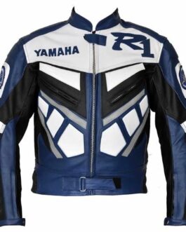 R BLUE MOTORCYCLE LEATHER RACING JACKET