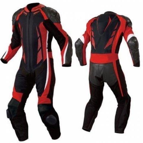 MEN PRO MOTORCYCLE LEATHER RACING BLACK/RED SUIT