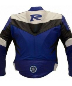 R MOTORCYCLE BLUE LEATHER RACING JACKET