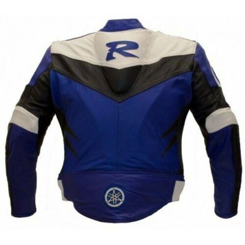 R MOTORCYCLE BLUE LEATHER RACING JACKETS