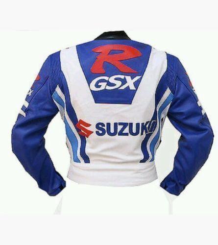 SUZUKI GSXR MOTORCYCLE LEATHER BLUE RACING JACKETS