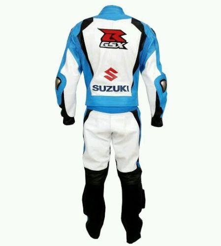 SUZUKI BLUE MOTORCYCLE LEATHER RACING SUITS