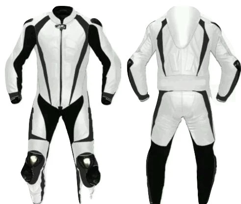 PRO WHITE MEN'S MOTORCYCLE LEATHER RACING SUIT