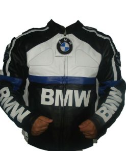 BMW Black White Motorcycle Leather Biker Racing Jacket