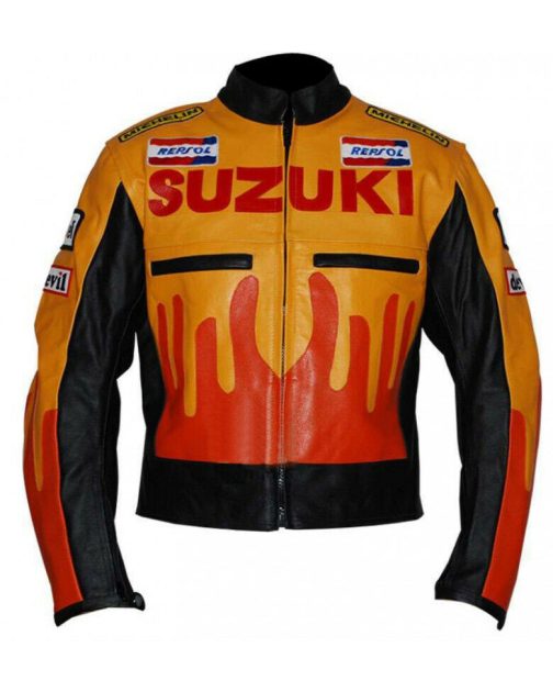 Suzuki Repsol Motorcycle Leather Biker Racing Jacket