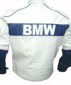 BMW Compaq Motorcycle White Leather Racing Jacket