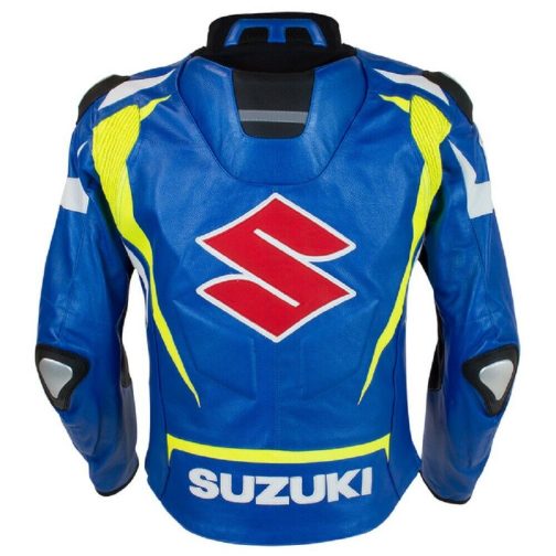 Suzuki Motorcycle White Leather Racing Jackets