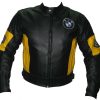 BMW Black Yellow Motorcycle Leather Biker Racing Jacket