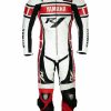 WHITE YAMAHA R1 RIDER LEATHER RACING SUIT