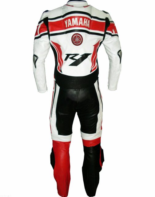 WHITE YAMAHA R1 RIDER LEATHER RACING SUITS
