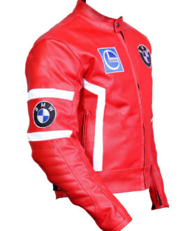Red BMW Racing sports Motorcycle Leather Biker Jacket
