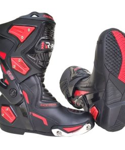 Men’s Black Red Stylish Motorcycle Racing Biker Boots