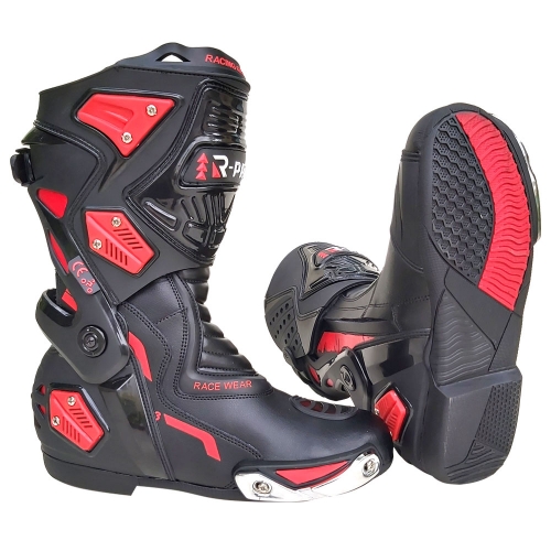 Men's Black Red Stylish Motorcycle Racing Biker Boots