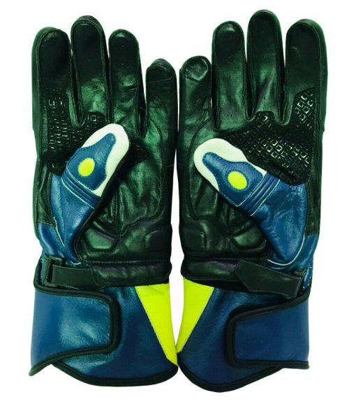 New Real Leather Biker Gloves Motorbike Racing Blue Shaded Gloves
