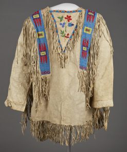Men’s Native American Buckskin Beige Buffalo Suede Leather POWWOW War Shirt