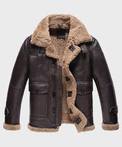 Men’s New Dark Brown Shearling Sheepskin Fur Leather Jacket