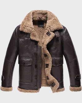 Men’s New Dark Brown Shearling Sheepskin Fur Leather Jacket